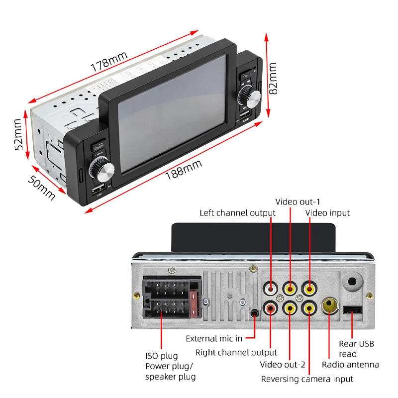 5" Android-Auto Hands Free Bluetooth Car Radio