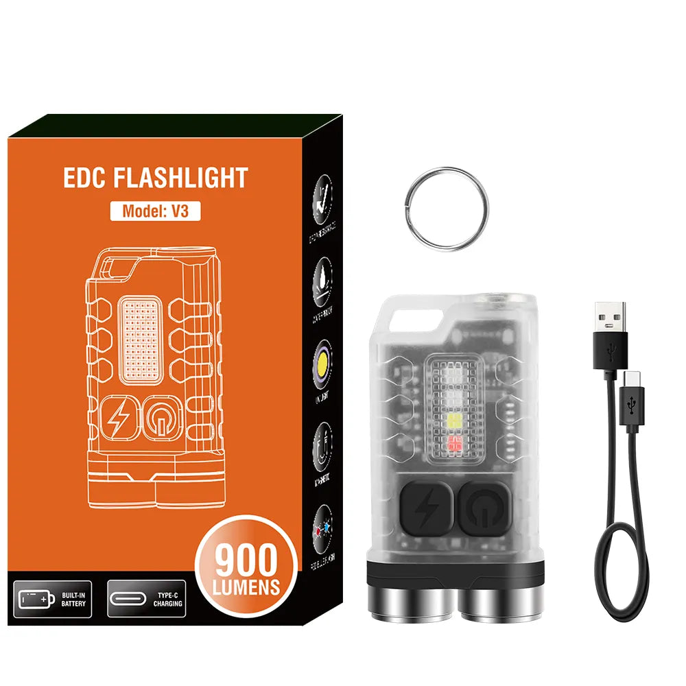 Type-C Rechargeable Mini LED Keychain Flashlight