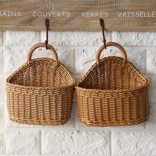 Woven Hanging Kitchen Storage Basket with Handle