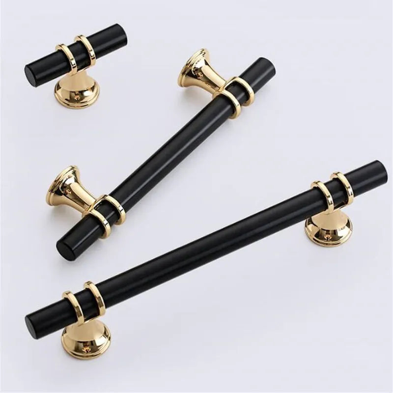 Black Gold Modern Zinc Alloy Door Handles