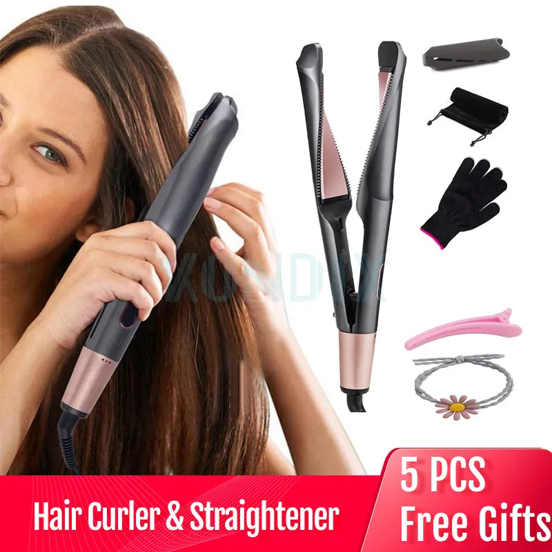 2in1 Hair Curler and Straightener Curling Iron