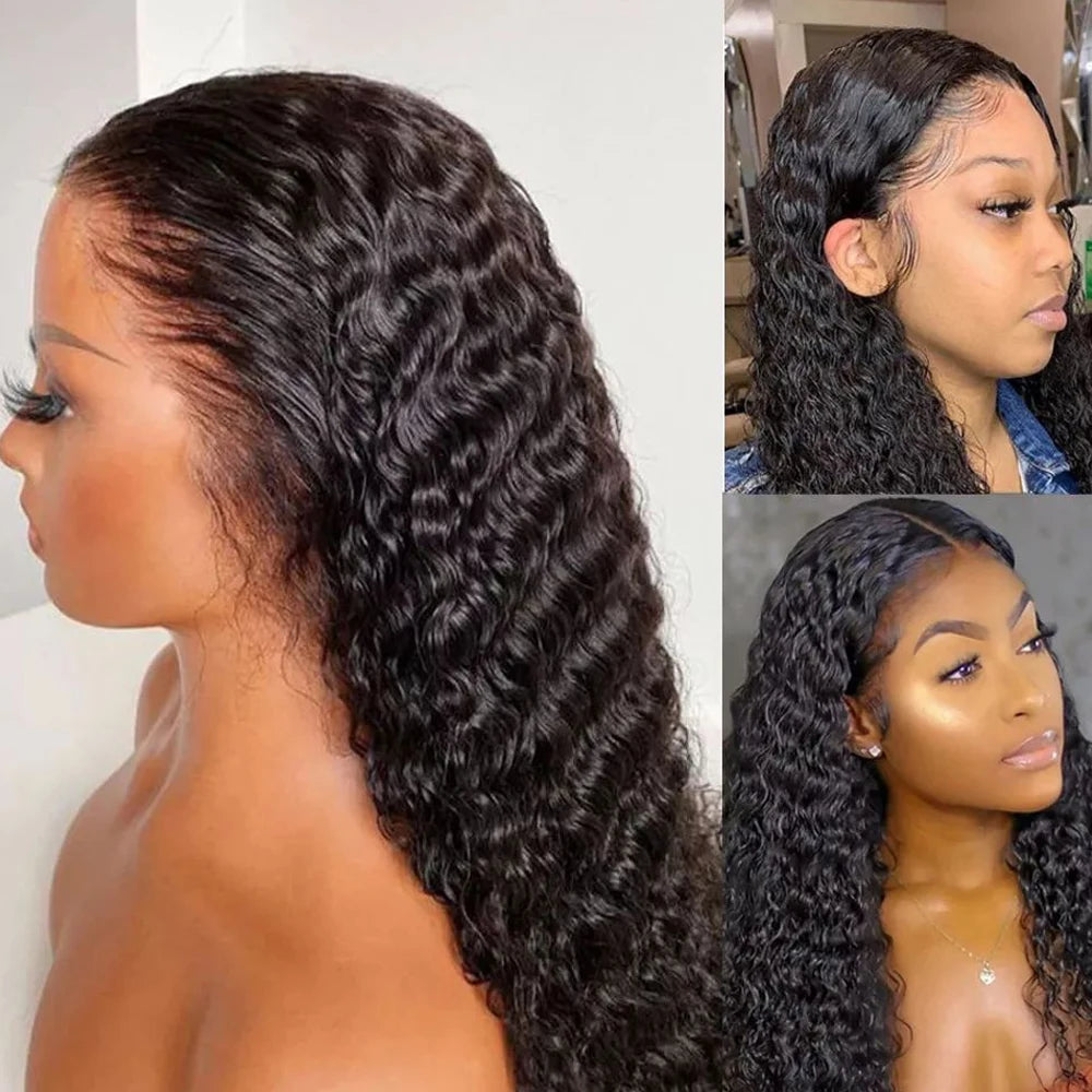 13x4 Deep Wave Lace Frontal Wig with 4x4 Closure