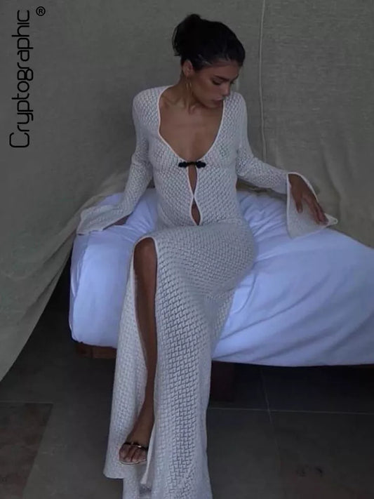 See Through Beach Knitted Maxi Dress