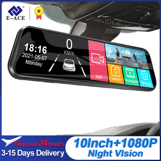 10 Inch 1080P Touch Screen Dashcam For Car