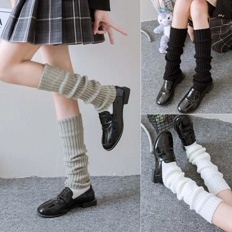 Women's Autumn Long Socks Knitted Foot Cover Leg Breathable Warmers Winter Protector Stocking Legging Non-Slip Home Ladies Socks