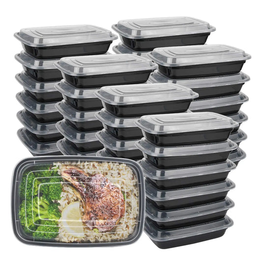 10PCS Plastic Disposable Food Containers Black Take out Containers With Lid for Salads Sandwiches  Kitchen Fridge Storage Boxes