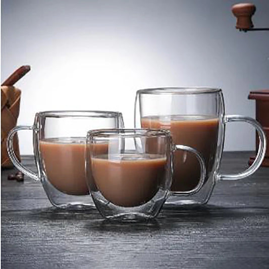 Heat Resistant Double Wall Glass Cup High Borosilicate Glass Mug Beer Juice Coffee Water Cups Transparent Cup Drinkware Gift