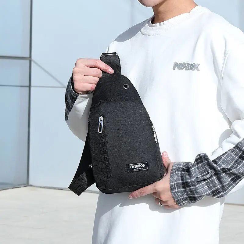 Black Oxford Cloth Single Shoulder Crossbody Bag Casual Sports Men Outdoor Trend Sling Bag