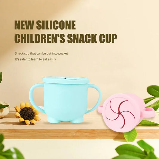 Silicone Baby Snack Cup Kids Solid Color Silicone Food Box Baby Portable Baby Snack Container with Baby Cup Lid