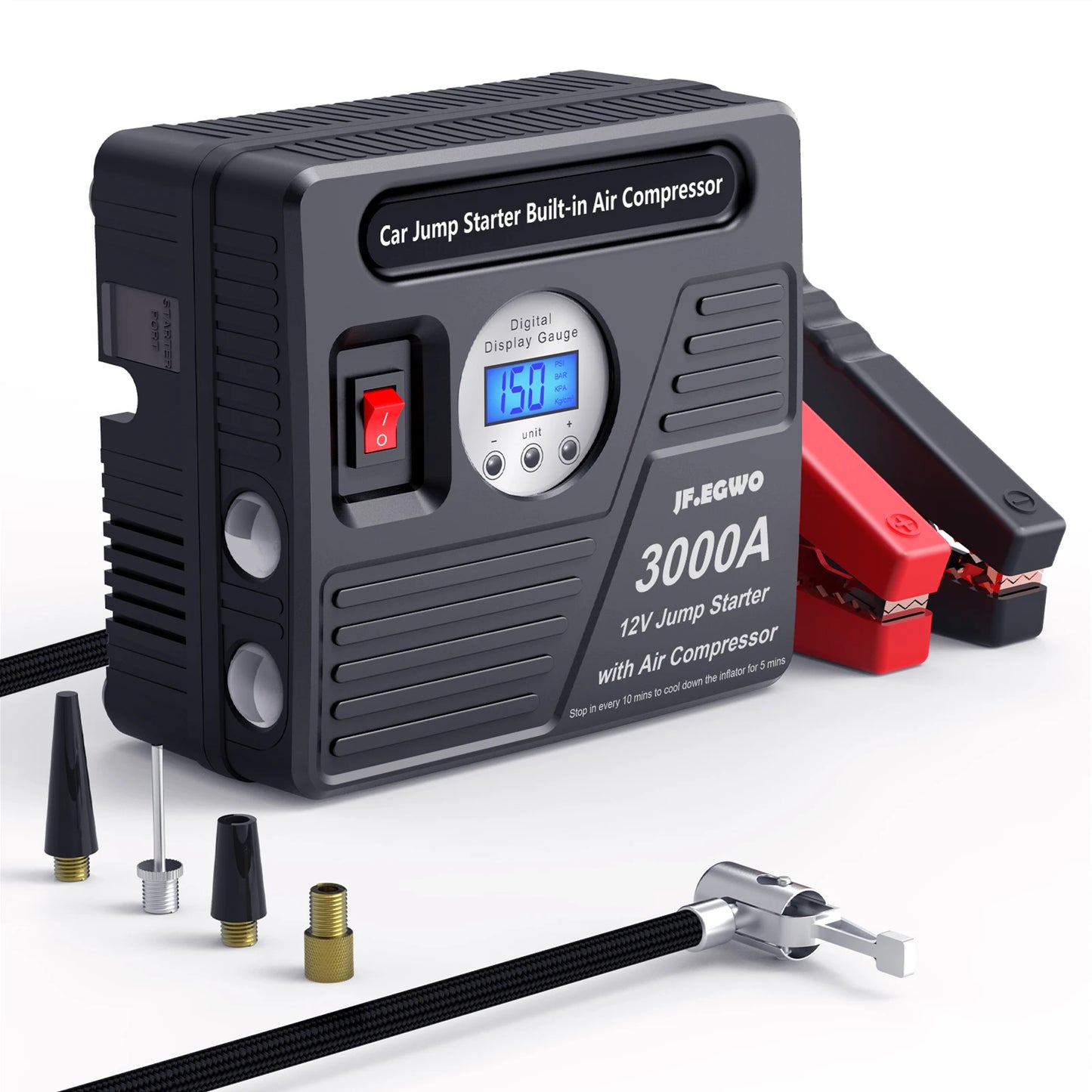 4000A, 3000A, and 12V Professional Car Jump Starter Power Bank With Air Compressor Pump