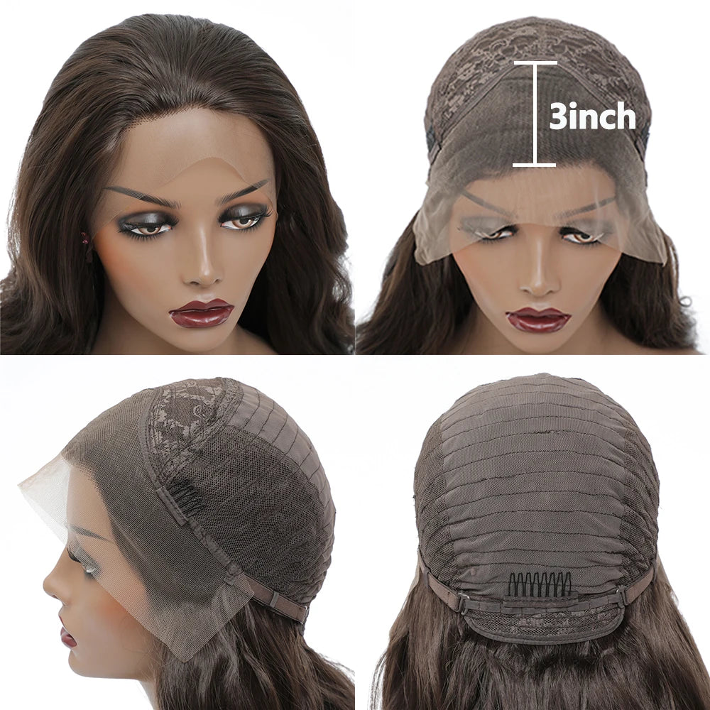 3X13 Lace Frontal Synthetic Wig Long Wavy Hair For Black Women