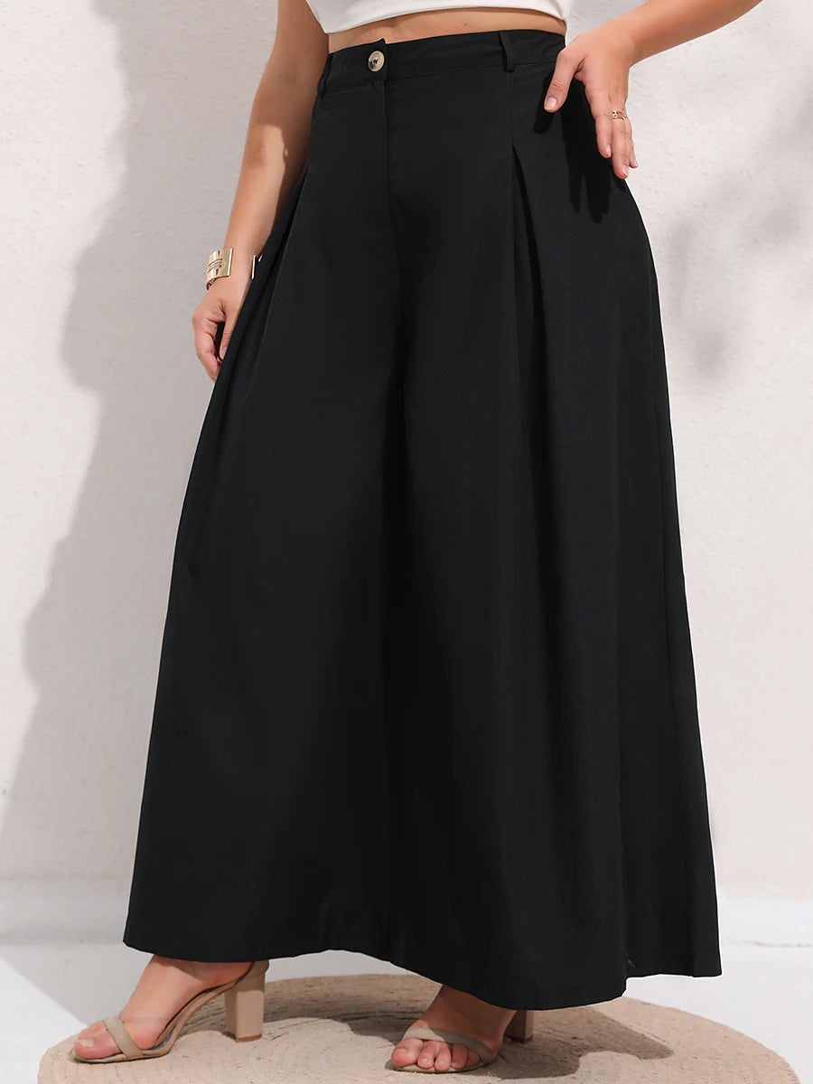 Plus Size High Waist Wide Leg Pants