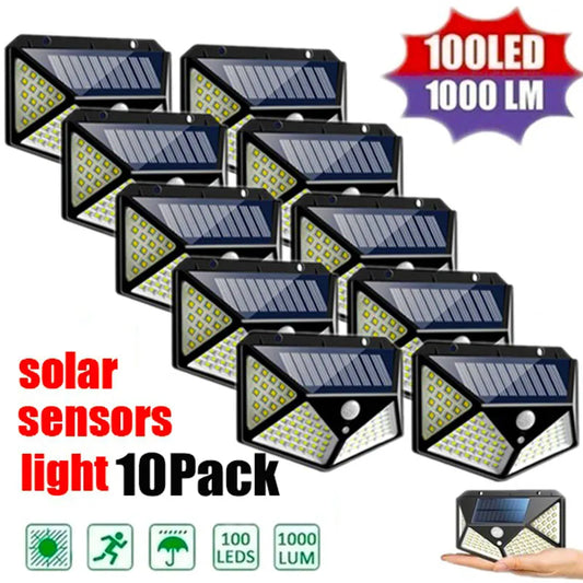1-10PCS 100 LED Solar Power Wall Light with Motion Sensor