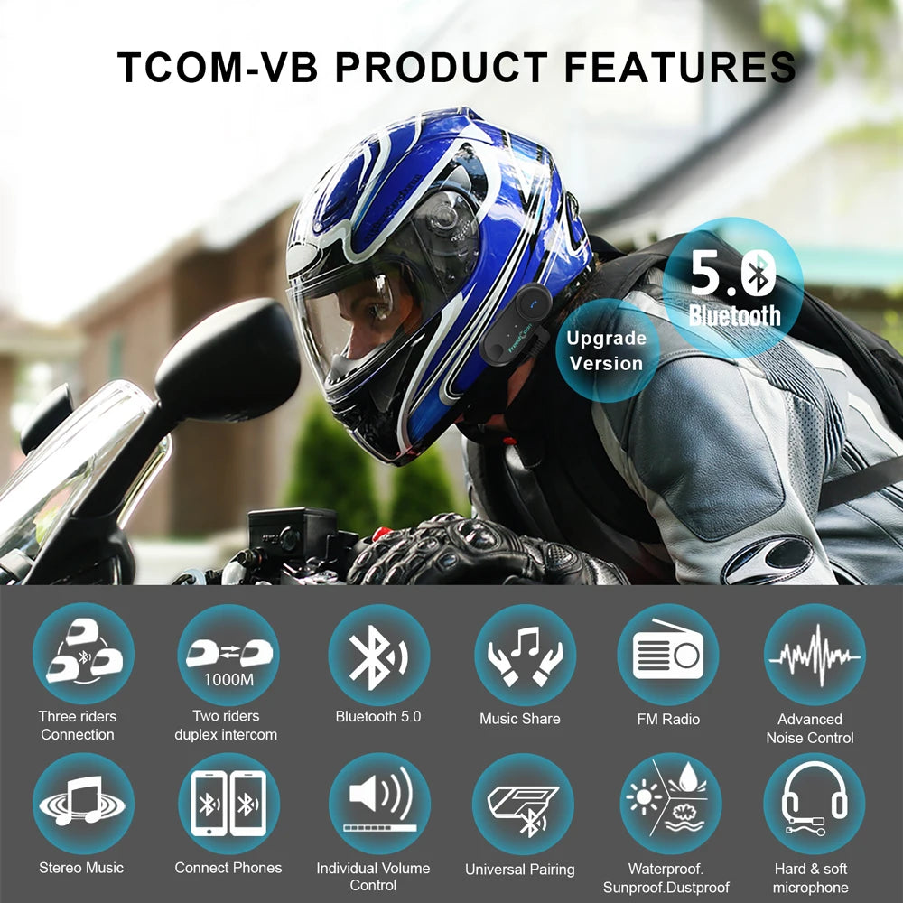 Bluetooth Motorcycle Intercom Helmet Headset