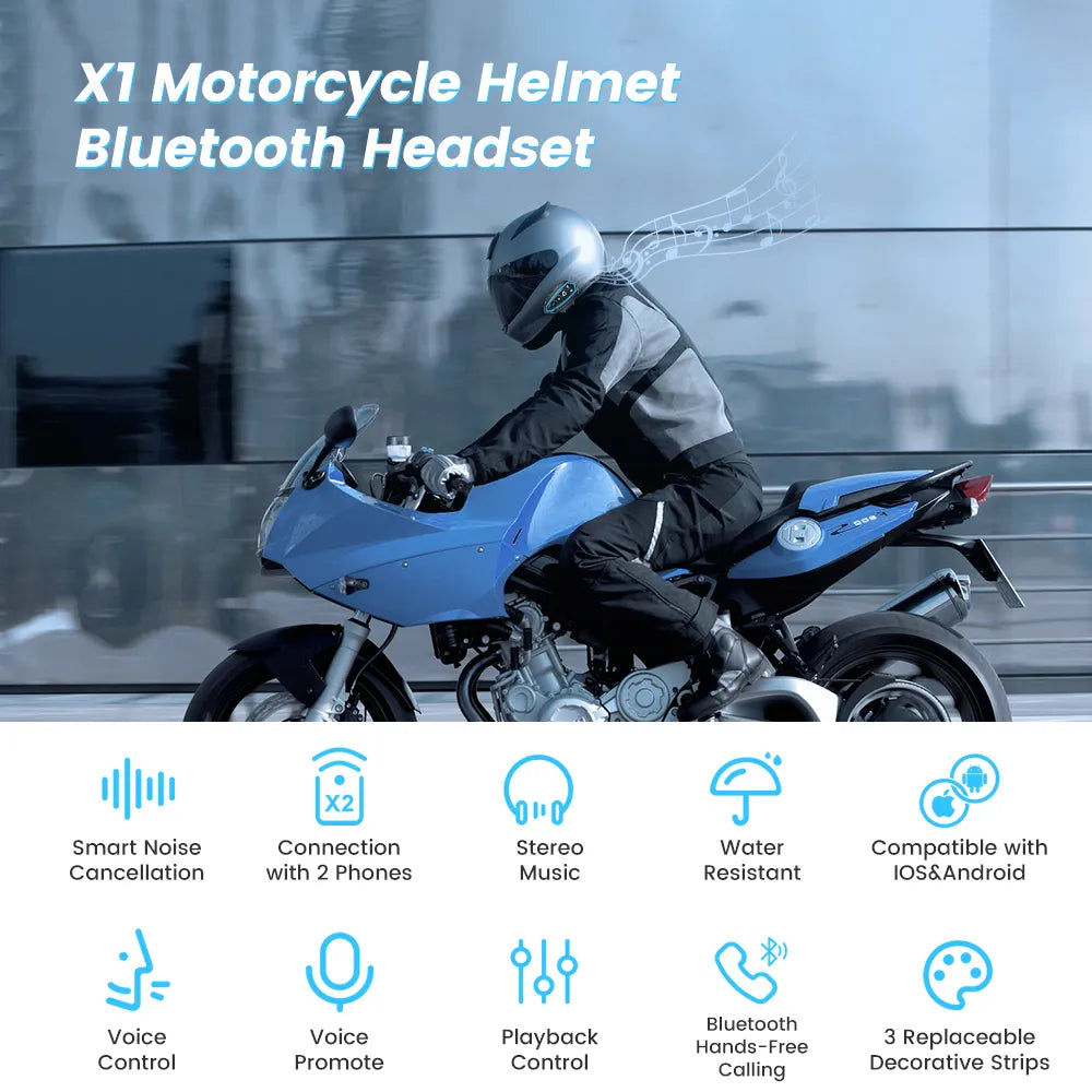 3PCS Motorcycle Helmet Headset Bluetooth