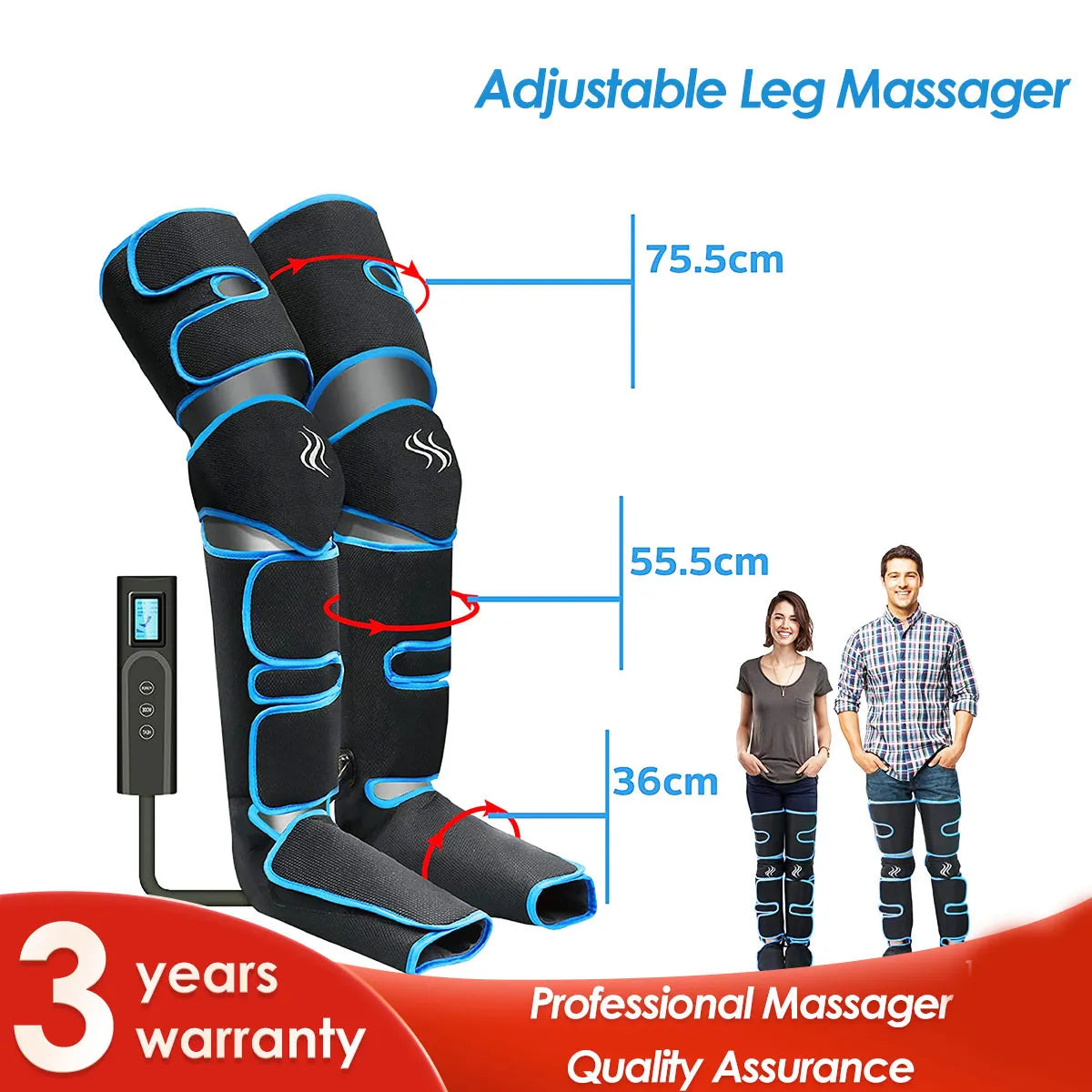 Electric Air Compression Leg Massager with Handheld Controller