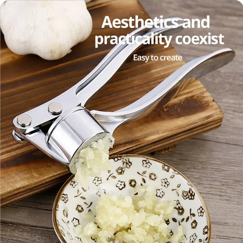 1pc Silvery Stainless Steel Garlic Masher Kitchen Vegetable Cooking Extruder Manual Ginger Grinder And Tool Kitchen Accessories