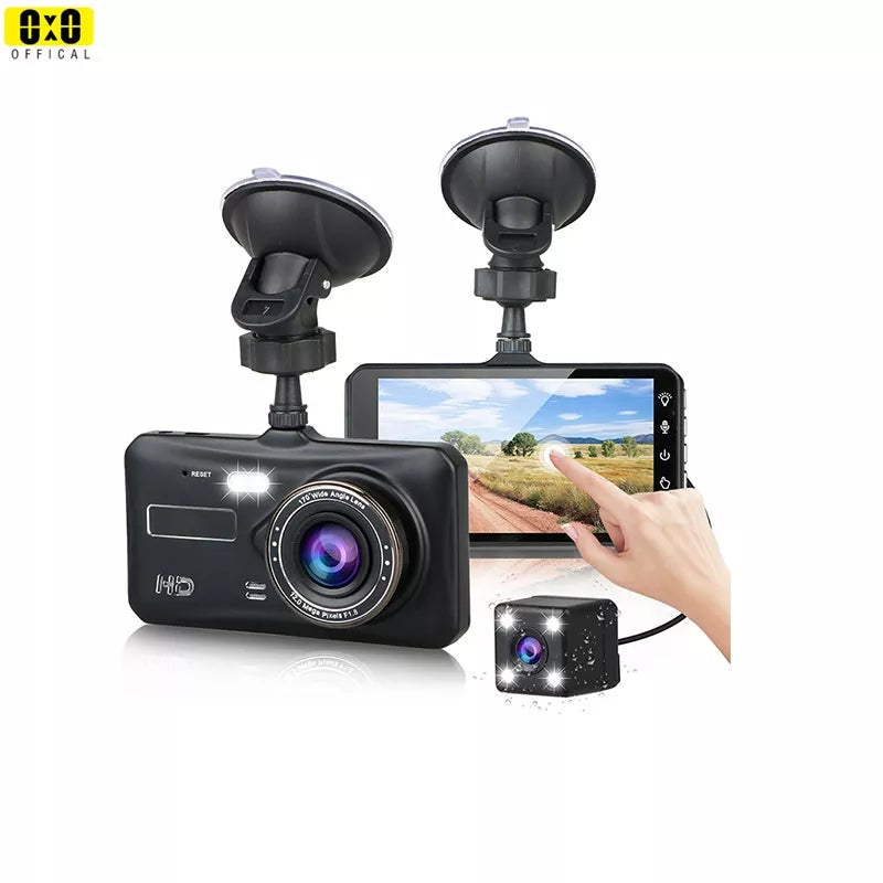 Full HD 1080P Front and Rear Dash Cam with Night Vision Driver Recorder