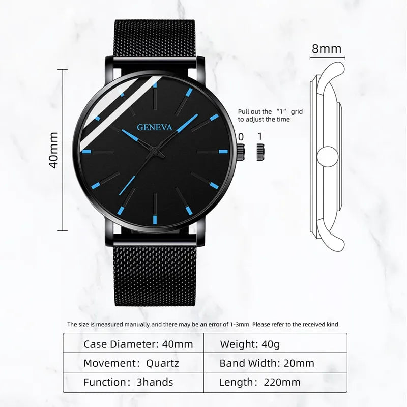 Minimalist Mens Fashion Ultra Thin Watches Simple Men Business Stainless Steel Mesh Belt Quartz Wrist Watch Relogio Masculino