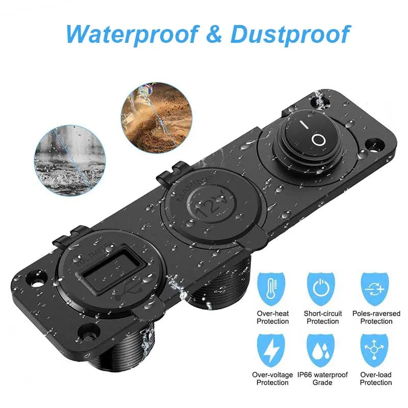 3 in 1 Waterproof  12V Cigarette Lighter Socket