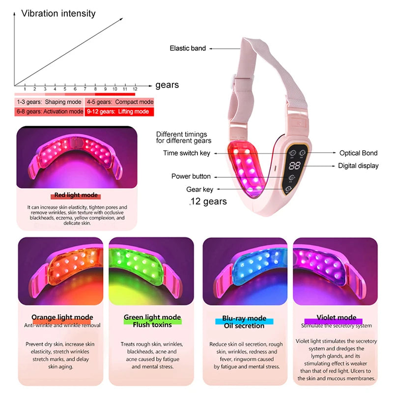 LED Photon Therapy Facial Slimming Vibration Massager