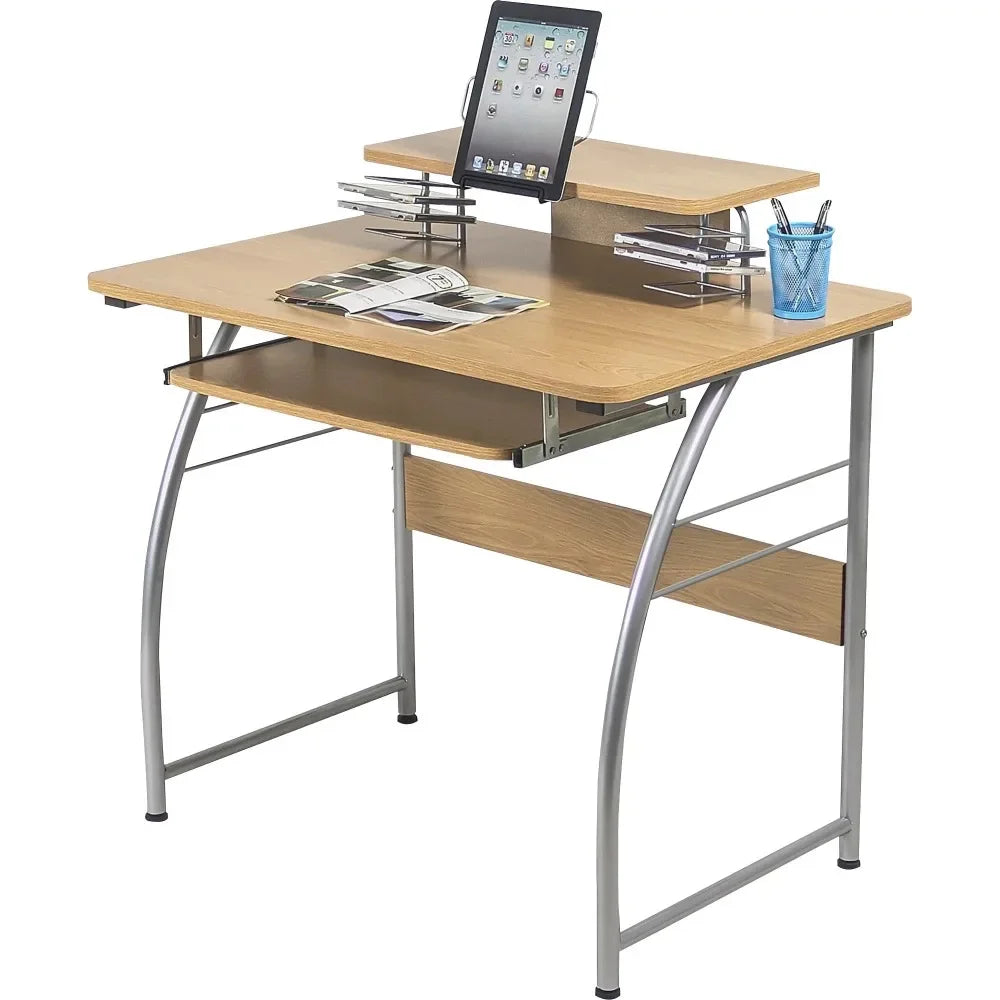 Upper Shelf Laminate Computer Desk, 1 Each Standing Desk Converter,  Laptop Table