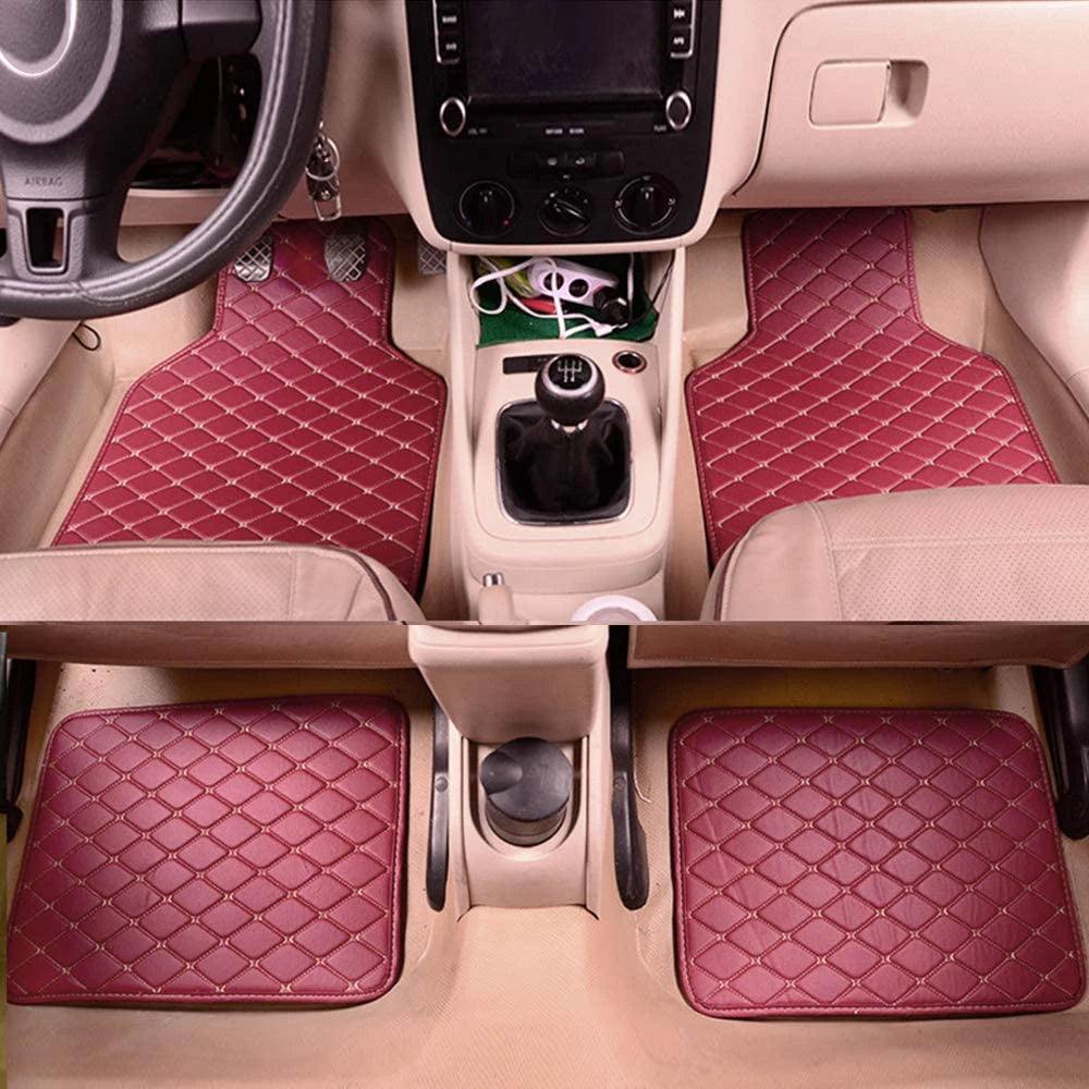 4Pcs Universal Car PU Leather Floor Mats