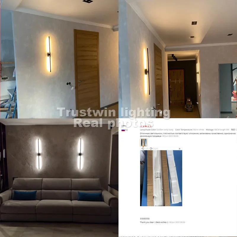 Modern simple linear tube LED wall lamp