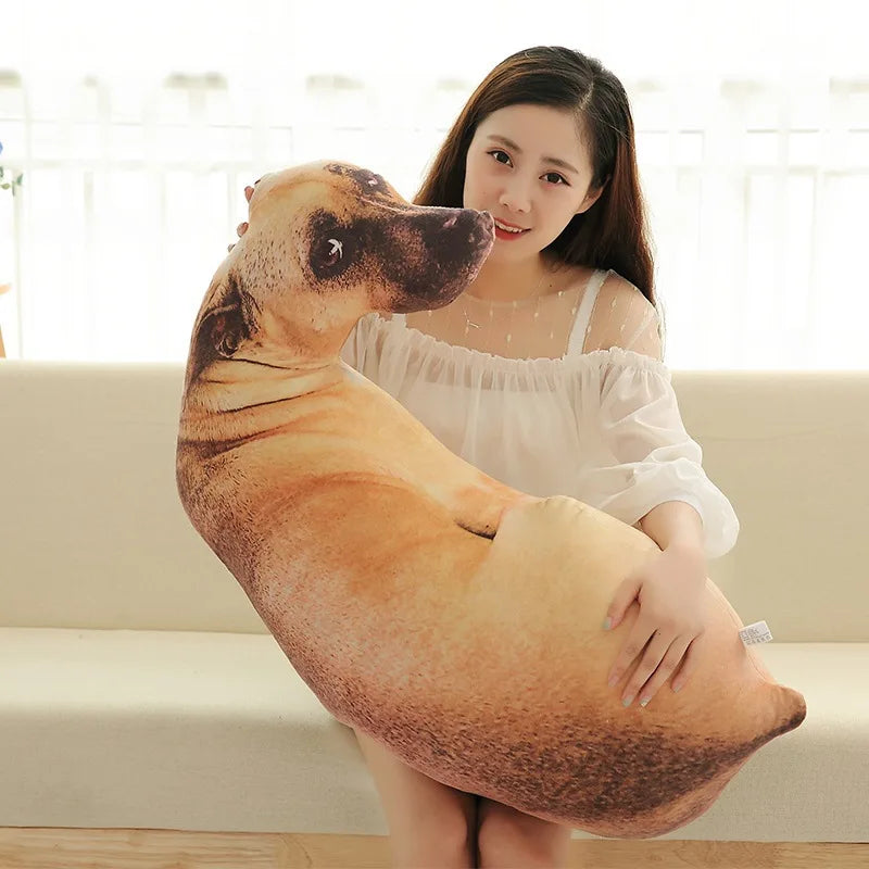 2023 HOT 50cm 3D Lifelike Animal Cute Bend Dog Printed Throw Pillow Funny Dog Head Cosplay Favorite Toy Cushion for Home