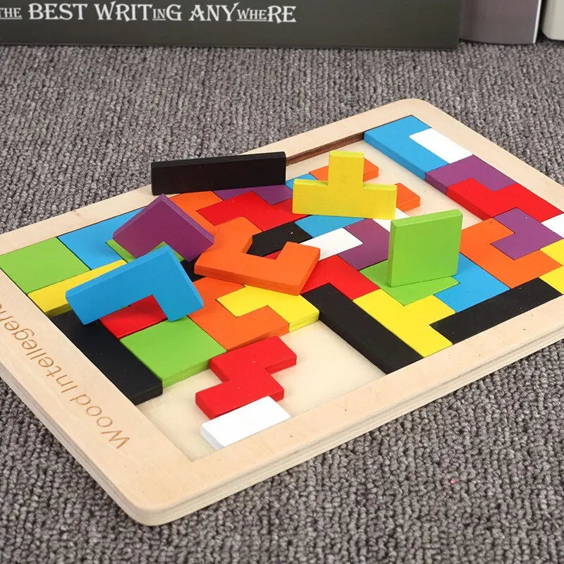 1 Set Wooden Puzzle Baby Early Education Fun Game Children Thinking Logic Square Toy Puzzle