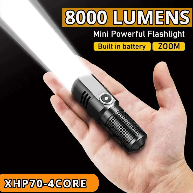 Powerful Led Flashlight with Core Built in Battery