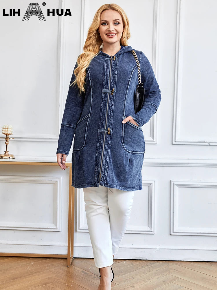 Elegant  Plus Size Denim Jacket