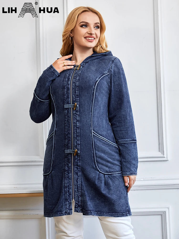 Elegant  Plus Size Denim Jacket