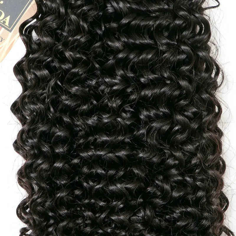 Curly, natural-colored human hair bundles