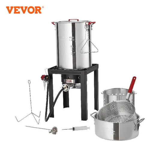 VEVOR Gas One Turkey Fryer Propane Burner Complete Kit 30 Qt. Turkey and 10 Qt. Fish Fryer Boiler Steamer Set, 50,000 BTU Burner