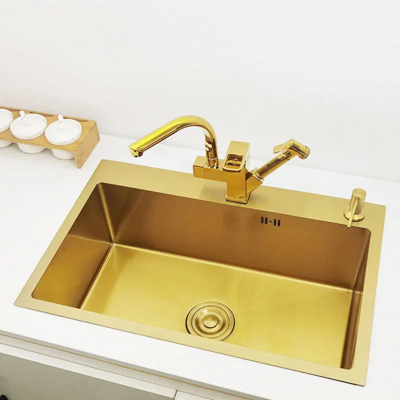 Kitchen  Stainless Steel  Gold Single Sink Bowl