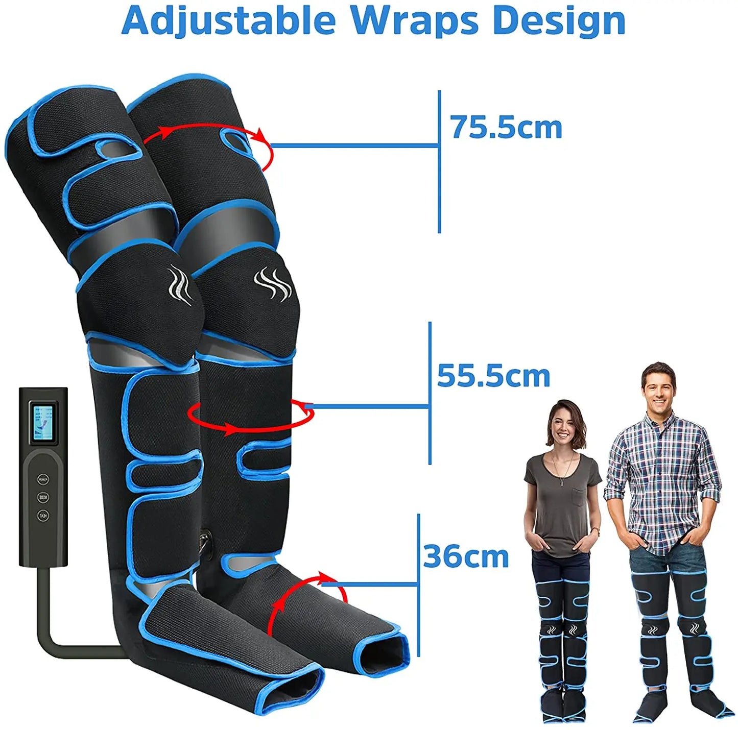 Leg-Massager Compression for Thigh, Calf, and Foot with Handheld Controller Knee-Heat