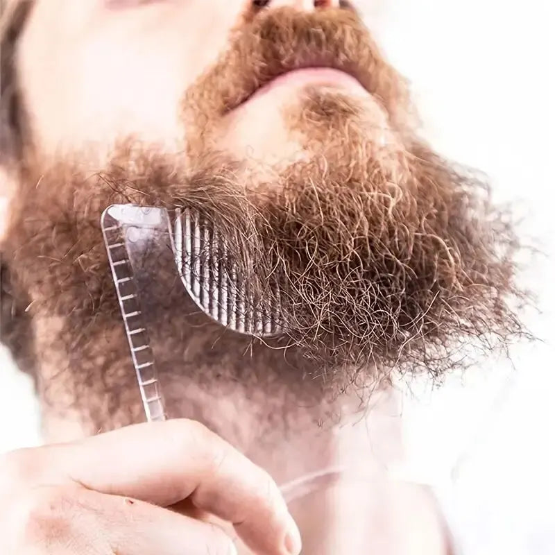 Men's All-in-One Beard Styling Comb - Creative Beard Stencil and Shaping Template Tools for Perfectly Groomed Facial Hair