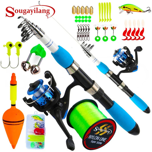 1.0M-3.0M Fishing Rods and Reels Set with Full Accessories Fishing Tackle Kit