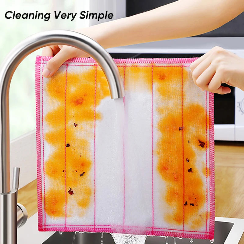 Anti-Oil Kitchen Towel 8 Layers Microfiber Kitchen Cleaning Cloth thicken Absorbent Scouring Pad Kitchen Daily Dish Towel 30cm