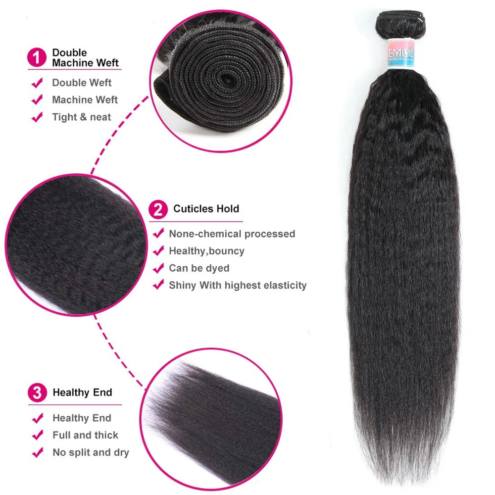 1/3/4 PCS Kinky Straight Human Hair Bundles