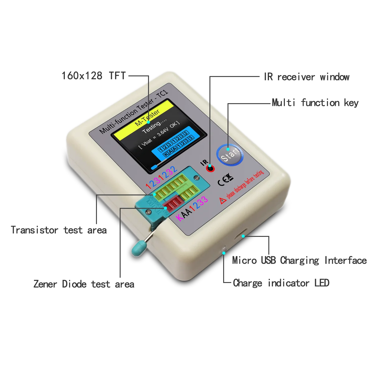 LCD Display Multi-meter Transistor Tester