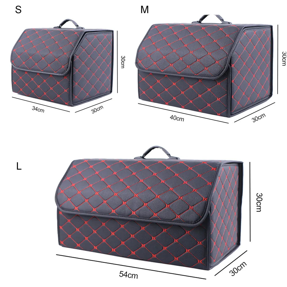 Leather Large Capacity Car Trunk Organizer Box