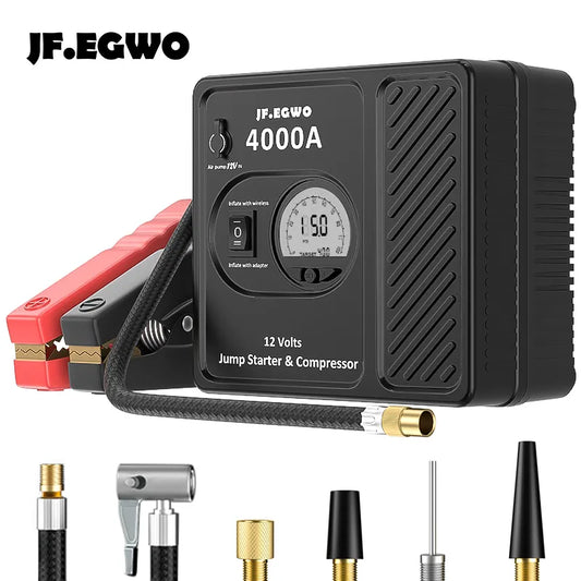 4000A, 3000A, and 12V Professional Car Jump Starter Power Bank With Air Compressor Pump