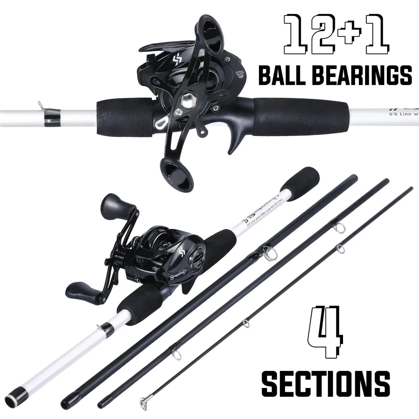 Portable 4 Sections 198CM Fishing Rod Reel Combo