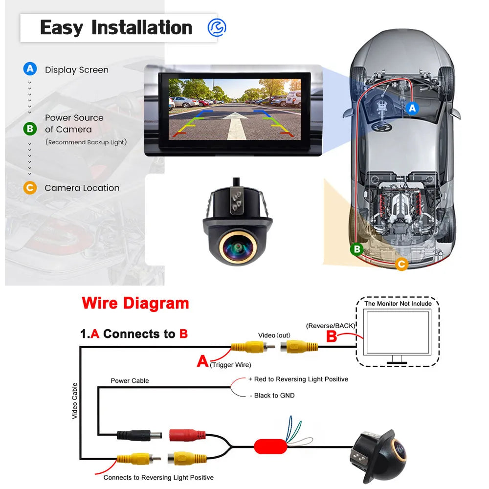 180 degree fisheye lens car rear view camera