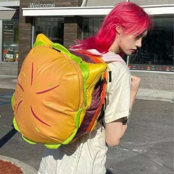 High Capacity Cute Retro Hamburger Kawaii Backpack