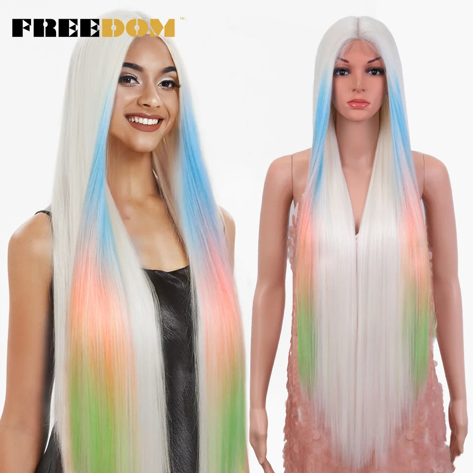 38 Inch Ombre Long Synthetic Lace Front Wigs For Women