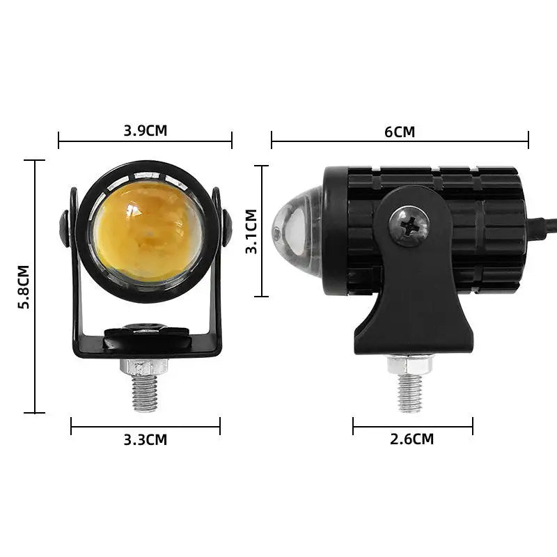Waterproof 12-80V Two-Color Motorcycle LED Spotlight Headlamp