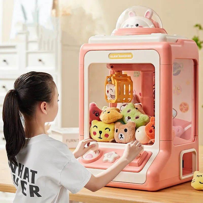 Automatic Doll Machine Toy for Kids Mini Cartoon Coin Operated Play Game Claw Crane Machines with Light Music Children Toy Gifts